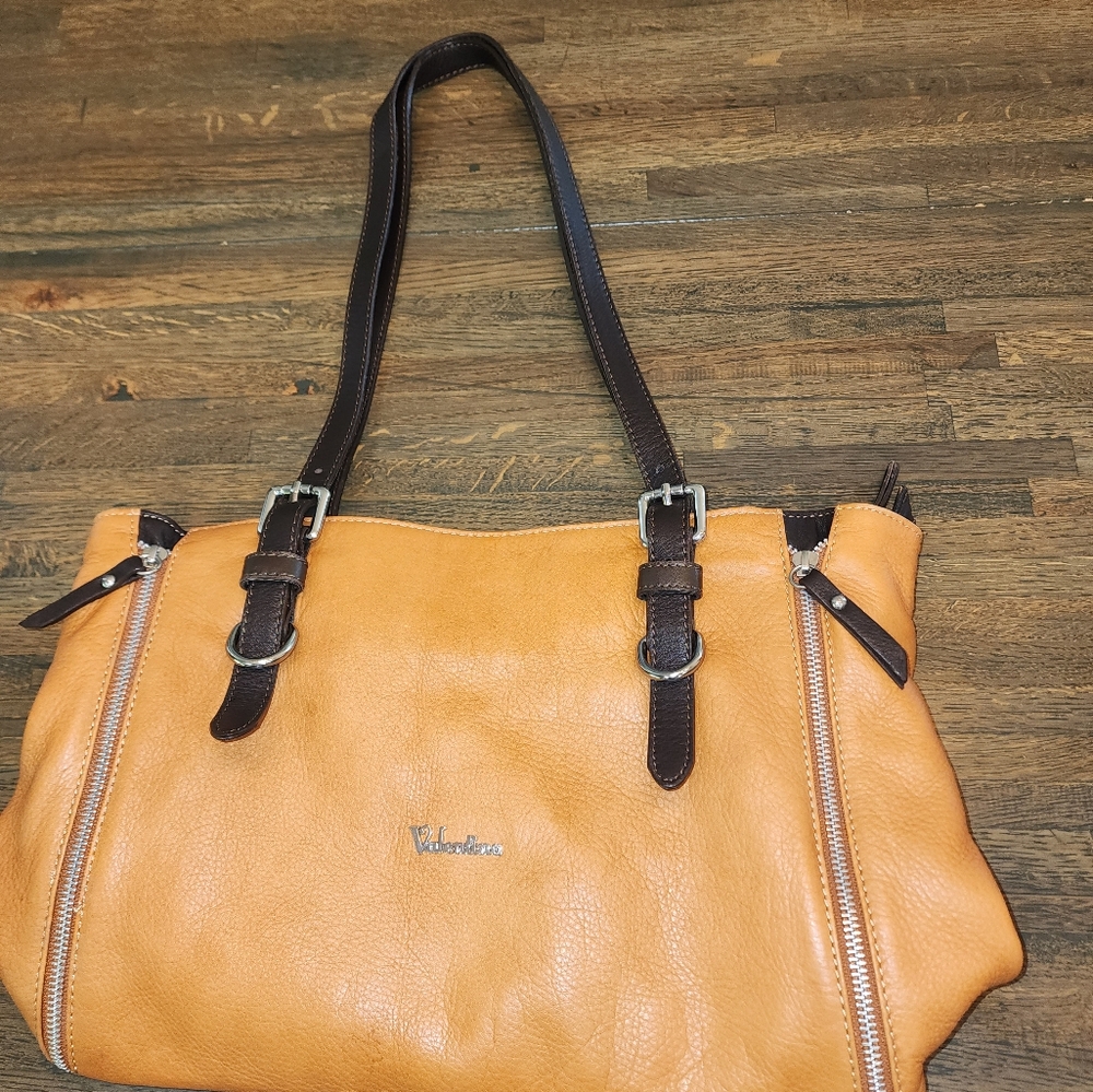Valentina Tan and Brown Leather Shoulder Bag